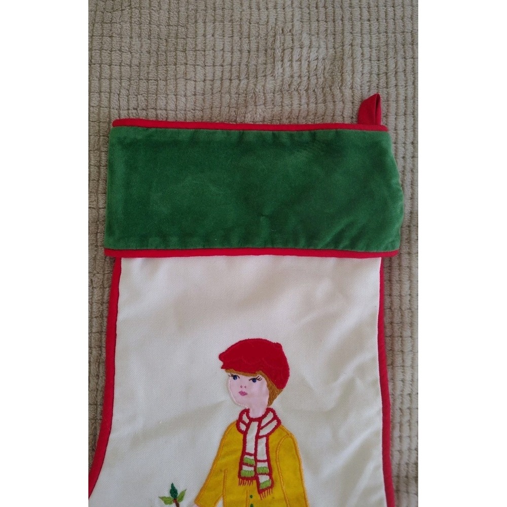 House Of Hatten Vintage Christmas Stocking Boy With Holly - Picture 2 of 10